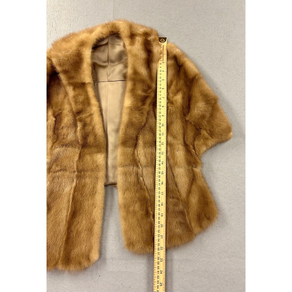 Vintage Mink Fur Wrap Cape Soft Shawl Collar Golden Wrap - Picture 8 of 10
